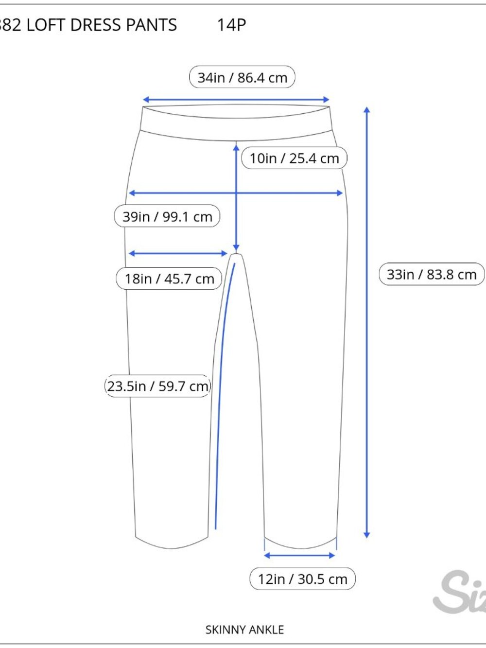 LOFT Outlet Dress Slacks Pants Women's 14P Navy Blue Skinny Ankle Zip Pockets - Picture 4 of 13